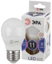 Лампочка светодиодная ЭРА STD LED P45-11W-860-E27 E27 11Вт шар холодный дневной свет