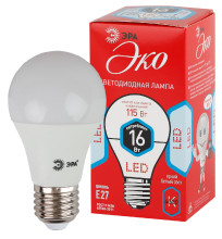 Лампы СВЕТОДИОДНЫЕ ЭКО ECO LED A60-16W-840-E27  ЭРА (диод, груша, 16Вт, нейтр, E27)