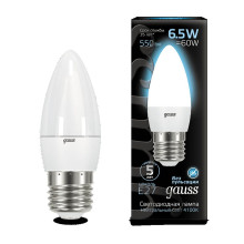 Лампа Gauss LED Candle E27 6.5W 4100К 1/10/50