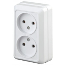 2Э-203-01  Intro Розетка 2х2P, 16А-250В, ОУ, б.м.п., Quadro, белый