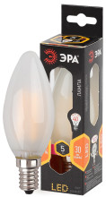 Лампа светодиодная Эра F-LED B35-5W-827-E14 frost (филамент, свеча мат., 5Вт, тепл, E14)