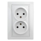 1Э-204-01  Intro Розетка 2X2P Schuko, 16А-250В, СУ, б.л., Plano, белый