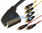 Шнур SCART Plug - 6RCA Plug  1.5М  (GOLD)  REXANT (PL-3482)