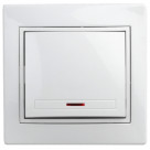 1-102-01  Intro Выключатель с подсветкой, 10А-250В, IP20, СУ, Plano, белый