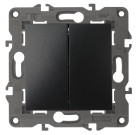 14-1106-05  ЭРА Переключатель двойной, 10АХ-250В, IP20, Эра Elegance, антрацит