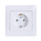 GLOSSA РОЗЕТКА с заземлением со шторками, 16А, в сборе, БЕЛЫЙ