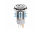Кнопка  антивандальная Ø16 12В Фикс (5с) ON-OFF плоская подсв/белая POWER  REXANT