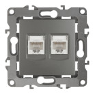 12-3108-12  ЭРА Розетка информационная двойная 2XRJ45, IP20, Эра12, графит