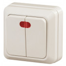 2-105-02  Intro Выключатель двойной с подсветкой, 10А-250В, IP20, ОУ, Quadro, сл.кость