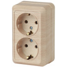 2-204-11  Intro Розетка 2х2P+E Schuko, 16А-250В, IP20, ОУ, Quadro, сосна