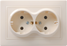 РС12-3-ККм Розетка 2местн. c з/к без защ.штор. 16А КВАРТА (кремовый)