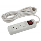 U-2s-5m-2x1 ЭРА Удлин-ль ЭРА без заземл,  с выкл, 2гн, 5м, ПВС, 2х1мм2, 10А (20/720)