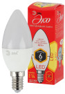 Лампа светодиодная Эра ECO LED B35-6W-827-E14 (диод, свеча, 6Вт, тепл, E14)