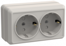 РСш22-3-ОКм Розетка 2местн. с з/к с защ. штор.16А откр.уст. ОКТАВА (кремовый)