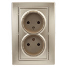 1-204-04  Intro Розетка 2х2P, 16А-250В, IP20, СУ, Plano, шампань