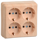 РС24-3-ОС Розетка 4местн. с з/к 16А откр.уст. ОКТАВА (сосна)