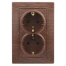 1-205-10  Intro Розетка 2X2P+E Schuko, 16А-250В, IP20, СУ, Plano, венге