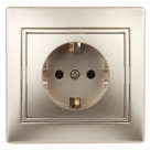 1-206-04  Intro Розетка 2P+E Schuko со шторками, 16А-250В, IP20, СУ, Plano, шампань