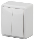 11-1204-01  ЭРА Выключатель двойной, 10АХ-250В, IP20, ОУ, Эра Эксперт, белый