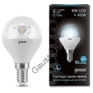 Лампа Gauss LED Globe Crystal Clear E14 4W 4100K 1/10/50