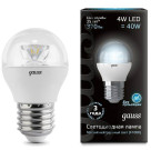 Лампа Gauss LED Globe Crystal Clear E27 4W 4100K 1/10/50