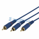 Шнур  3х3 RCA  1.5М  синий  gold  REXANT