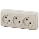 2-205-02  Intro Розетка 3х2P, 16А-250В, IP20, ОУ, Quadro, сл.кость