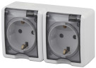 11-2403-01  ЭРА Розетка 2х2P+E IP54, 16A-250В, ОУ, Эра Эксперт, белый