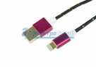 USB кабель для iPhone 5/6/7 моделей, шнур в тканевой оплетке, черный REXANT