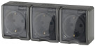 11-2406-03  ЭРА Розетка 3х2P+E IP54, шторки, 16A-250В, ОУ, серый