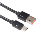 Шнур USB 3.1 Type-C (male) - USB 2.0 (male) FAST CHARGE в тканевой оплетке плоский 1M черный