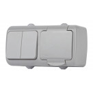 Блок розетка с выключателем Intro Atlantic 5-702-03 двойным 2P+E, 10(16)А-250В, открытой установки, 