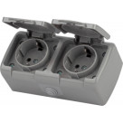 Розетка Intro Atlantic 5-204-03 двойная с заземлением 2х2P+E Schuko шторки, 16А-250В, IP54, открытой