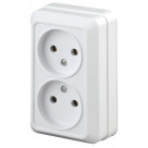 2Э-203-01  Intro Розетка 2х2P, 16А-250В, ОУ, б.м.п., Quadro, белый
